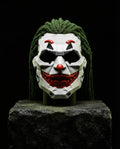 MEZZANOTTE — cyberpunk full-face mask still life on stone plinth